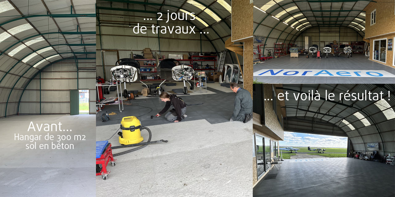 Dalles PVC recyclé pour sol de hangar aéronautique